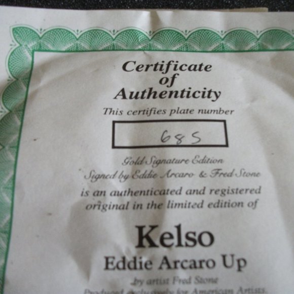 Fred Stone Gold Signature Edition Kelso Eddie Arcaro Up Collectors Plate - Picture 7 of 10